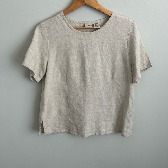 LL Bean | 100% Linen Tan Matching Set Size 8 Pants Small (Runs Large) Top - Picture 9 of 10